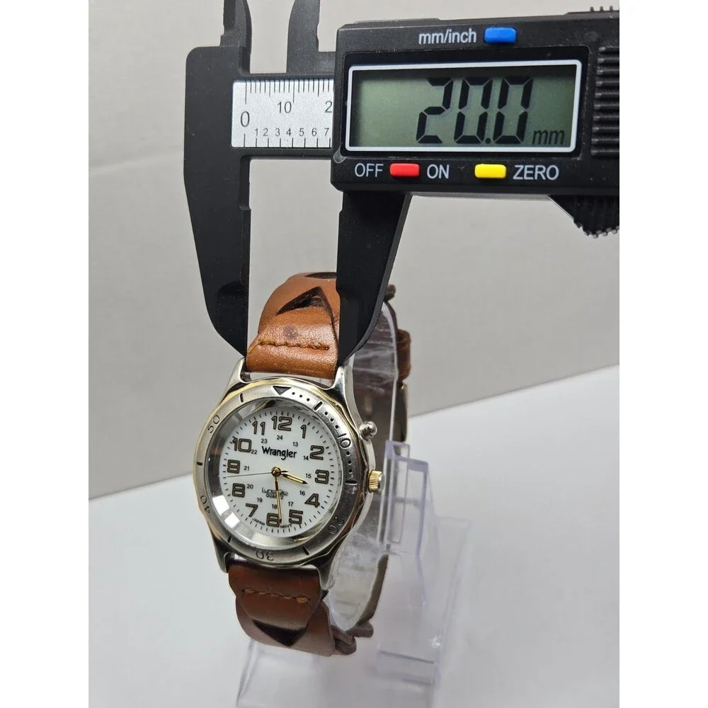 Vintage Wrangler LunaGlo Backlight Leather Watch New Battery Light Up Western